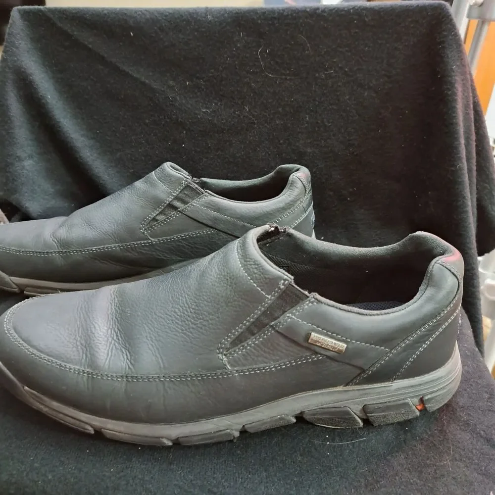 Rockport Shoes Mens Size 11 Black Leather Slip On Hydro-Shield